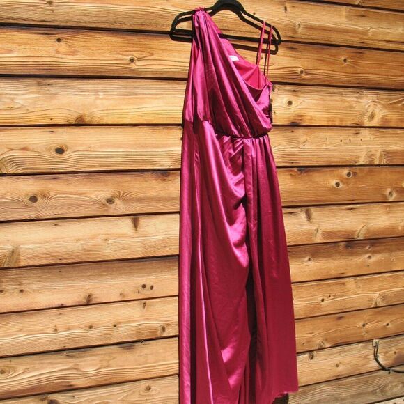 Mac Duggal 26654 Gathered One Shoulder Satin Faux Wrap Gown Dress - Picture 8 of 16